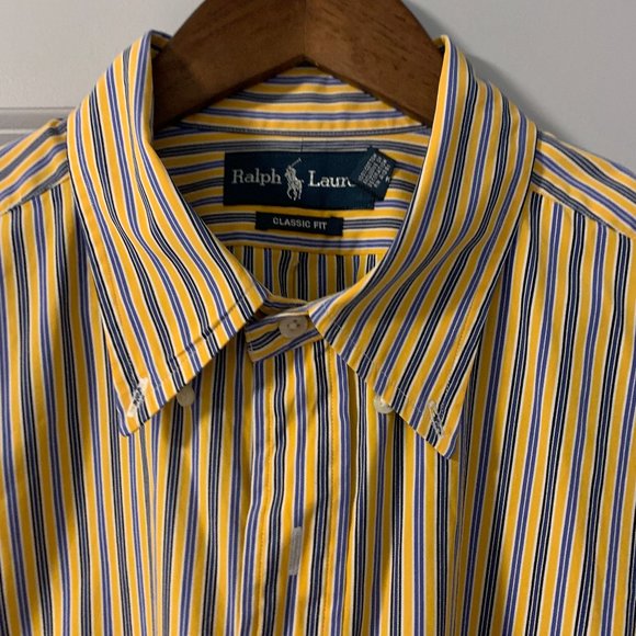 Ralph Lauren, Classic Fit Men's Blue & Yellow XL Shirt - Picture 4 of 6